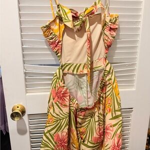 SHEIN Floral Tropical Mini Dress - Pink, Green, Yellow